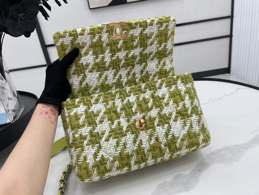 CHL 19 Large Handbag Gold Hardware Green For Women Handbags, Shoulder Bags 11.8in/30cm