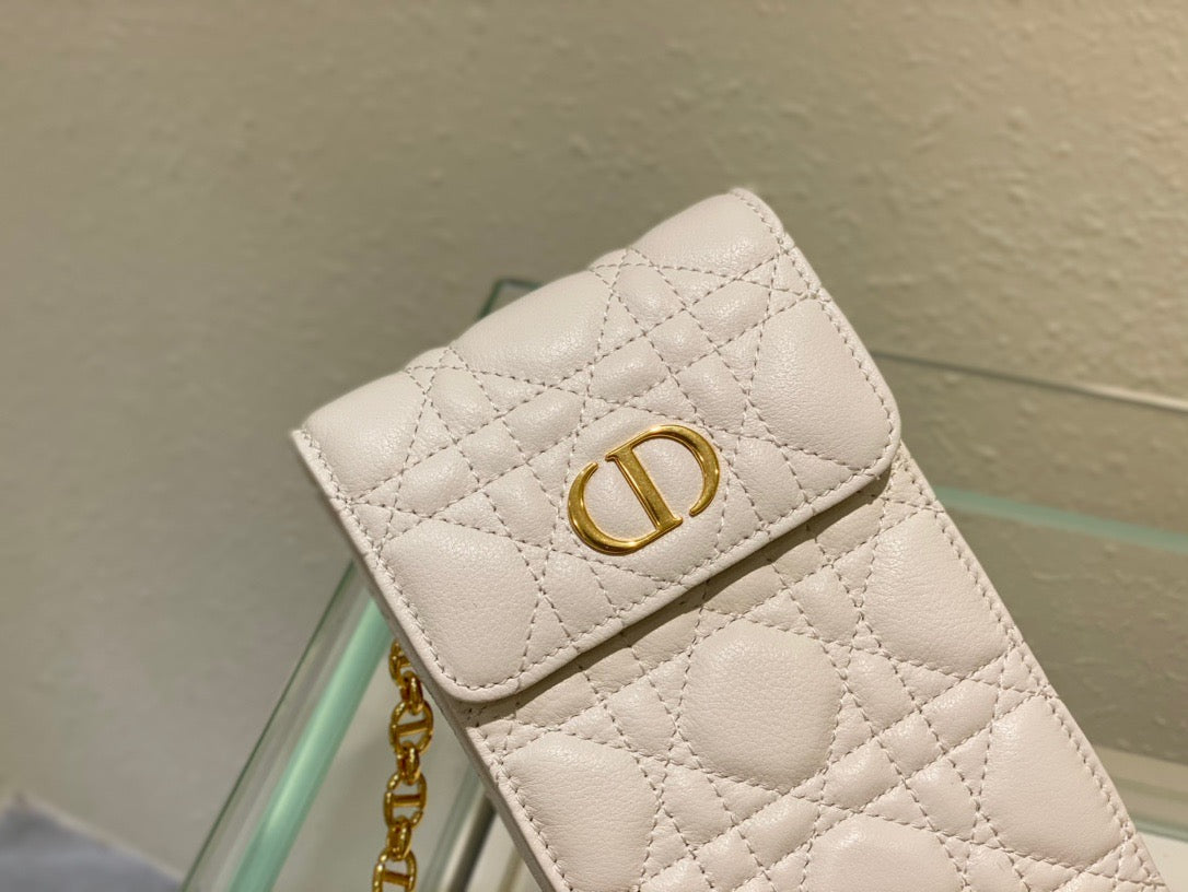 Top Quality Caro Phone Holder With Chain White, For Women, Womens Handbags 7.5in/18.5cm CD