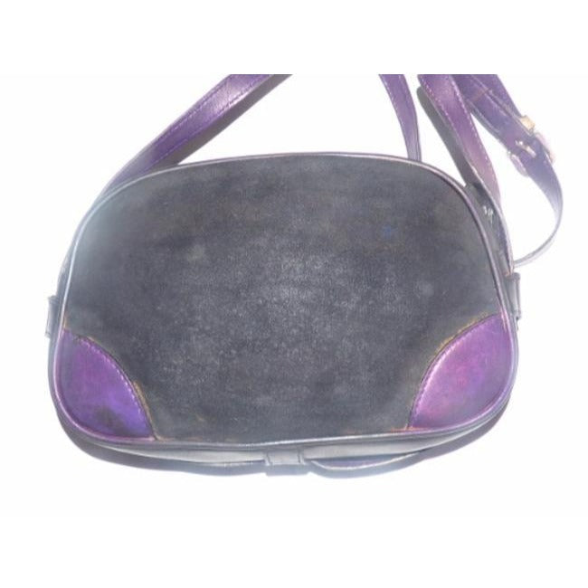 Gucci   Navy Black Suede Purple Leather Satchel
