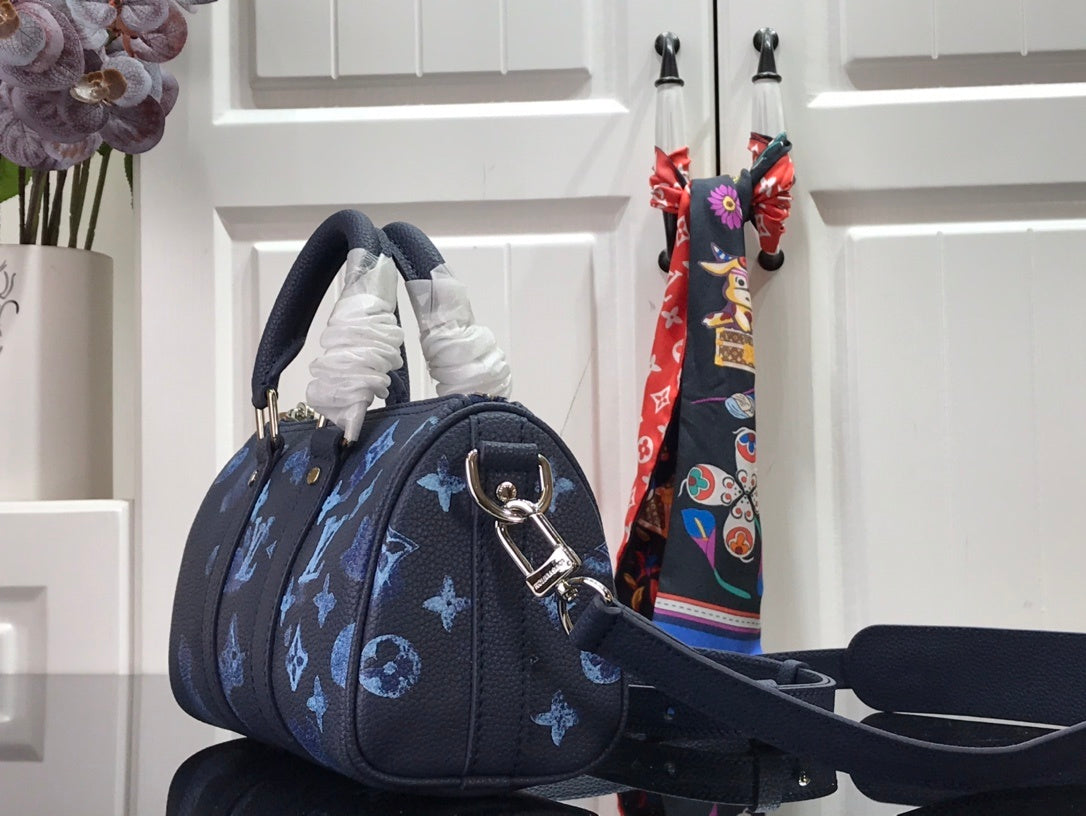 Top Quality Keepall XS Monogram Watercolor Blue Canvas By Virgil Abloh For Men, Bags, Shoulder And Crossbody Bags 8.3in/21cm Top Quality M57844