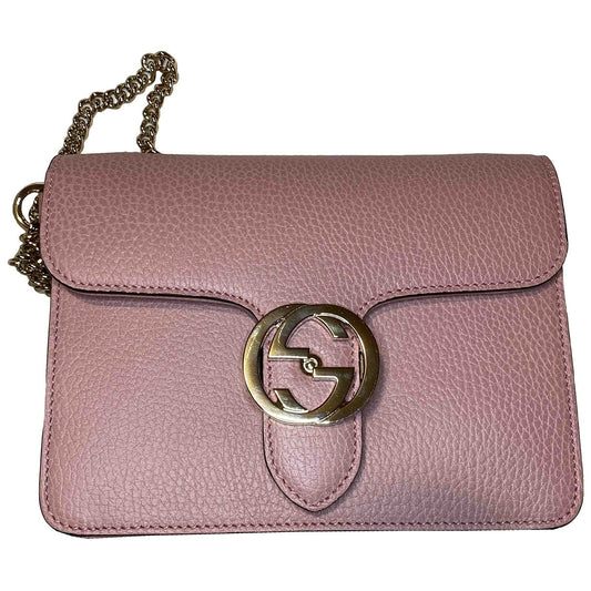 Gucci interlocking pink leather handbag