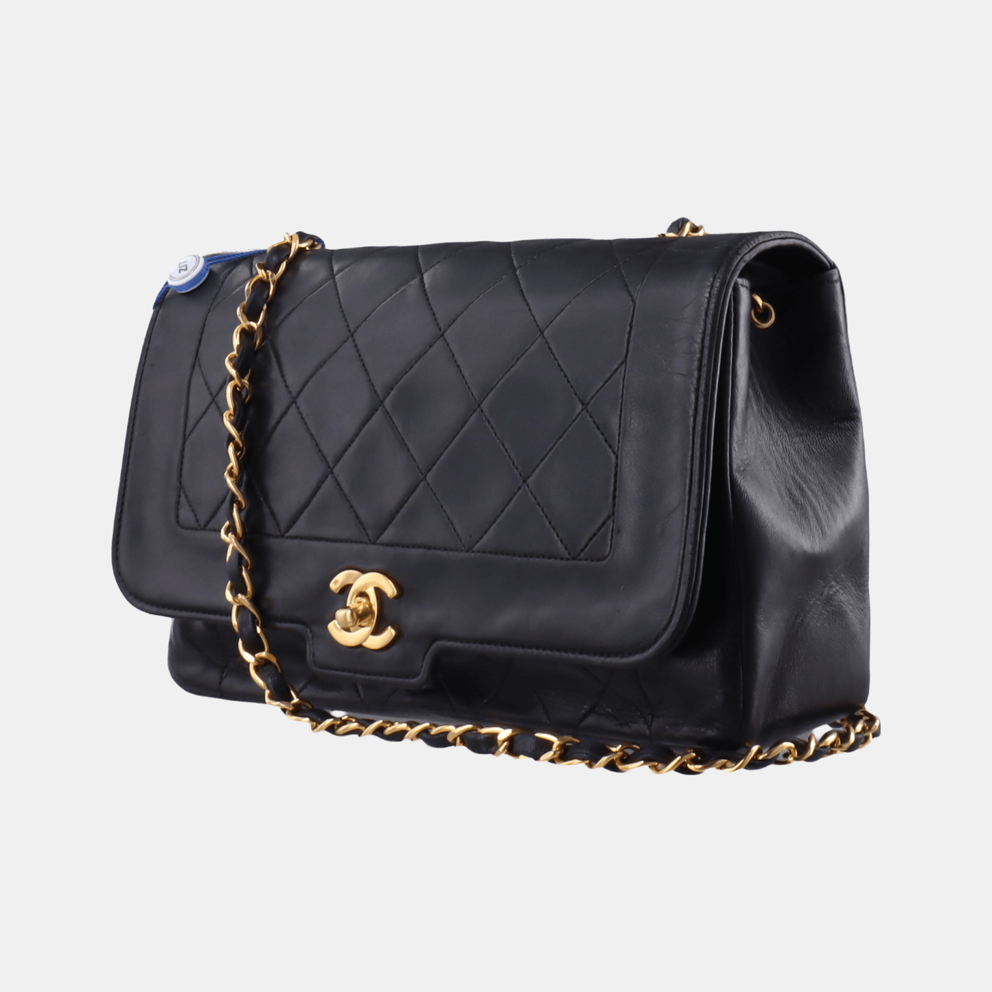 Chanel Diana CC Flap Bag Medium   Black Lambskin Leather with 24k Gold HW, 1989-1991
