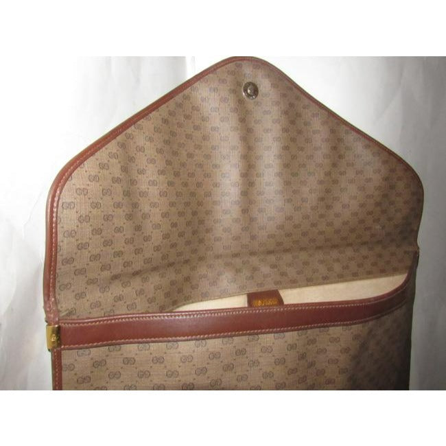 Gucci ,1970's - 1980's, Brown Leather Micro Guccissima Print Coated Canvas & Leather,   XL Envelope Clutch