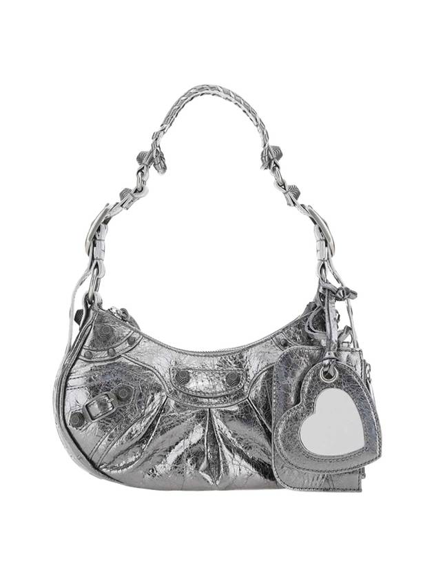 Luxury Balenciaga Trending 2025 Metallic Le Cagol XS Lambskin Shoulder Bag Dark Silver