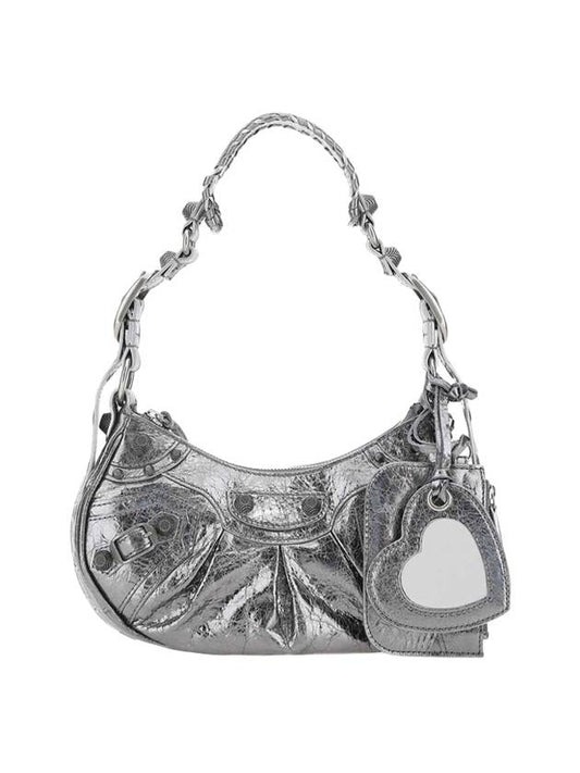Luxury Balenciaga Trending 2025 Metallic Le Cagol XS Lambskin Shoulder Bag Dark Silver