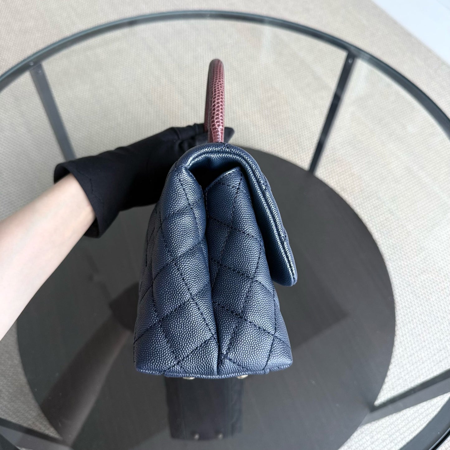 Chanel Coco Handle Small - Caviar Quilted Grained Calfskin Dark Blue Gold Hardware Series 24