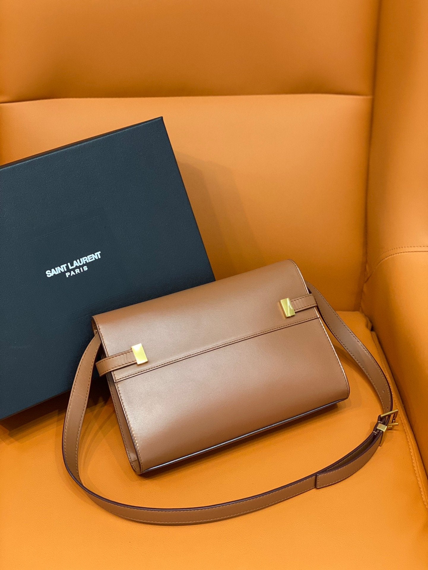 YSSL Manhattan Small Shoulder Bag Brown For Women 9in/24cm YSL 6756260SXPW6362