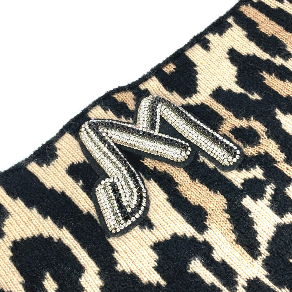 LOUIS VUITTON Scarf M74049 Wool, Rayon Brown Leopard leopard print Snood LV Rheogram Women