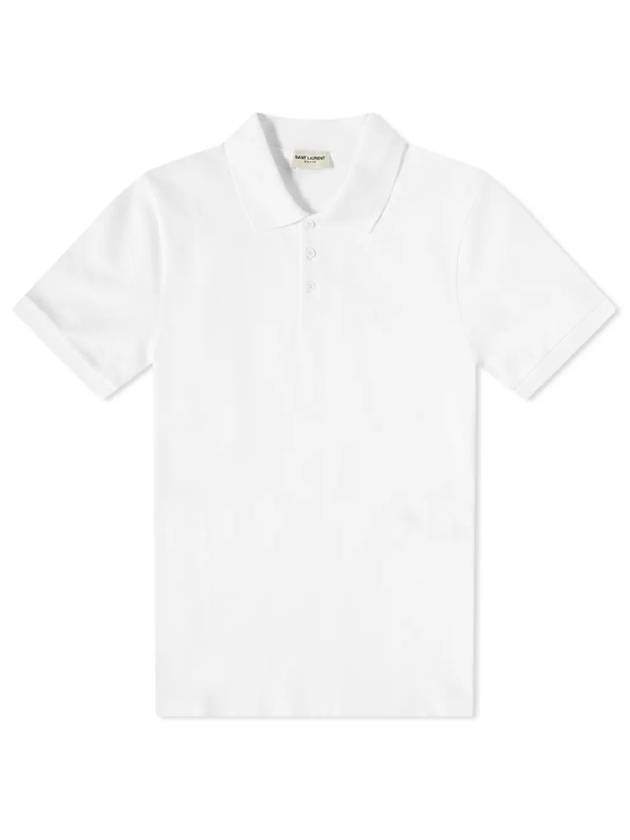 Luxury Saint Laurent Trending 2025 Men's Monogram Cotton Short Sleeve Polo Shirt White
