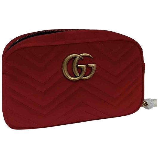 Gucci marmont red velvet handbag