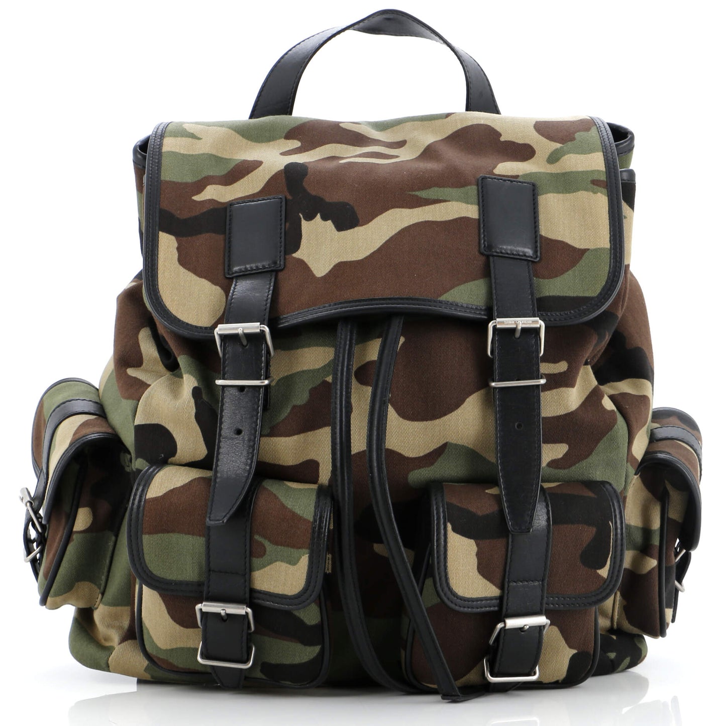 Luxury Saint Laurent Trending 2025 Rock Sac Backpack Camouflage Canvas Medium