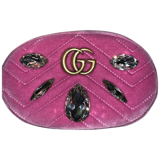 Gucci marmont pink velvet clutch bag