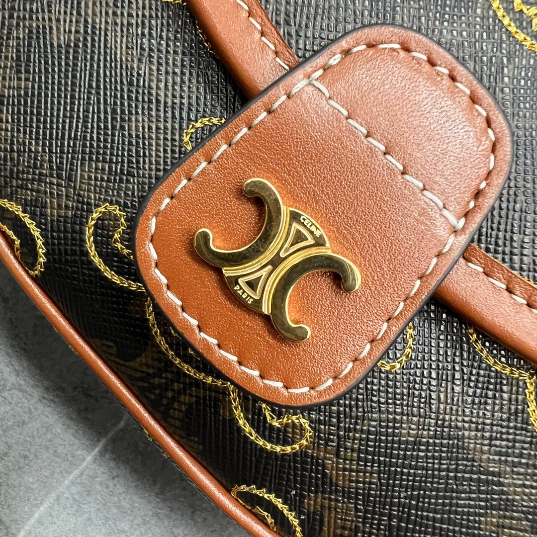 Top Quality Mini BesaTop Quality In Triomphe Canvas With Triomphe Heart Embroidery Brown For Women 6in/15cm 196702ECK.04LU