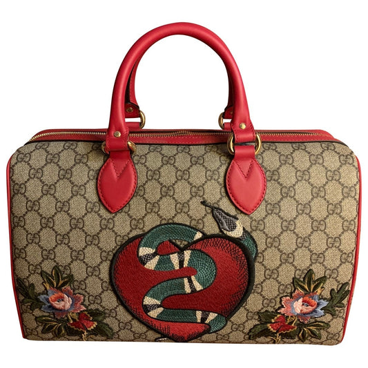 Gucci boston beige cloth handbag