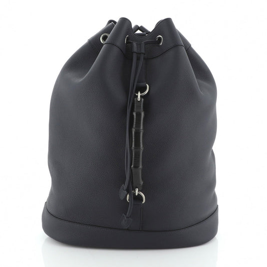 Gucci bamboo blue leather backpacks