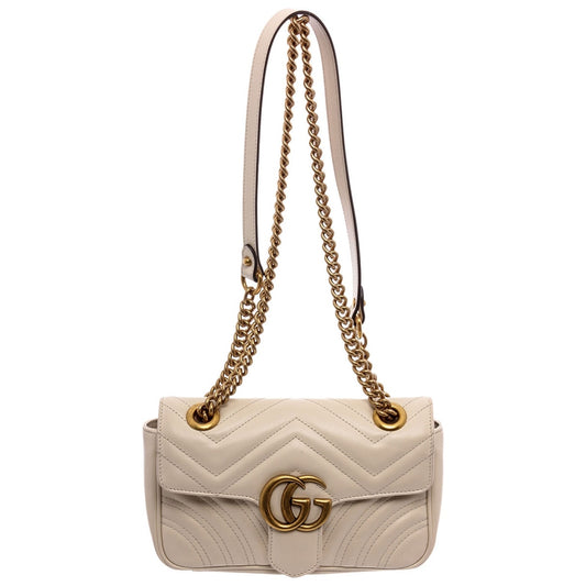 Gucci marmont white leather handbag