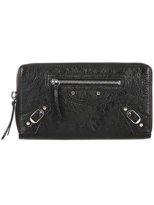 Luxury Balenciaga Trending 2025 Classic Motor Silver Zipper Around Long Wallet Black
