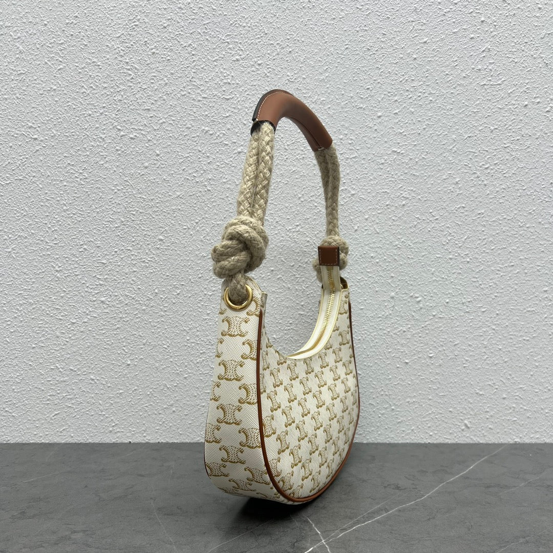 Top Quality MeTop Qualityum Ava Chain In Triomphe Canvas White For Women 10in/25cm