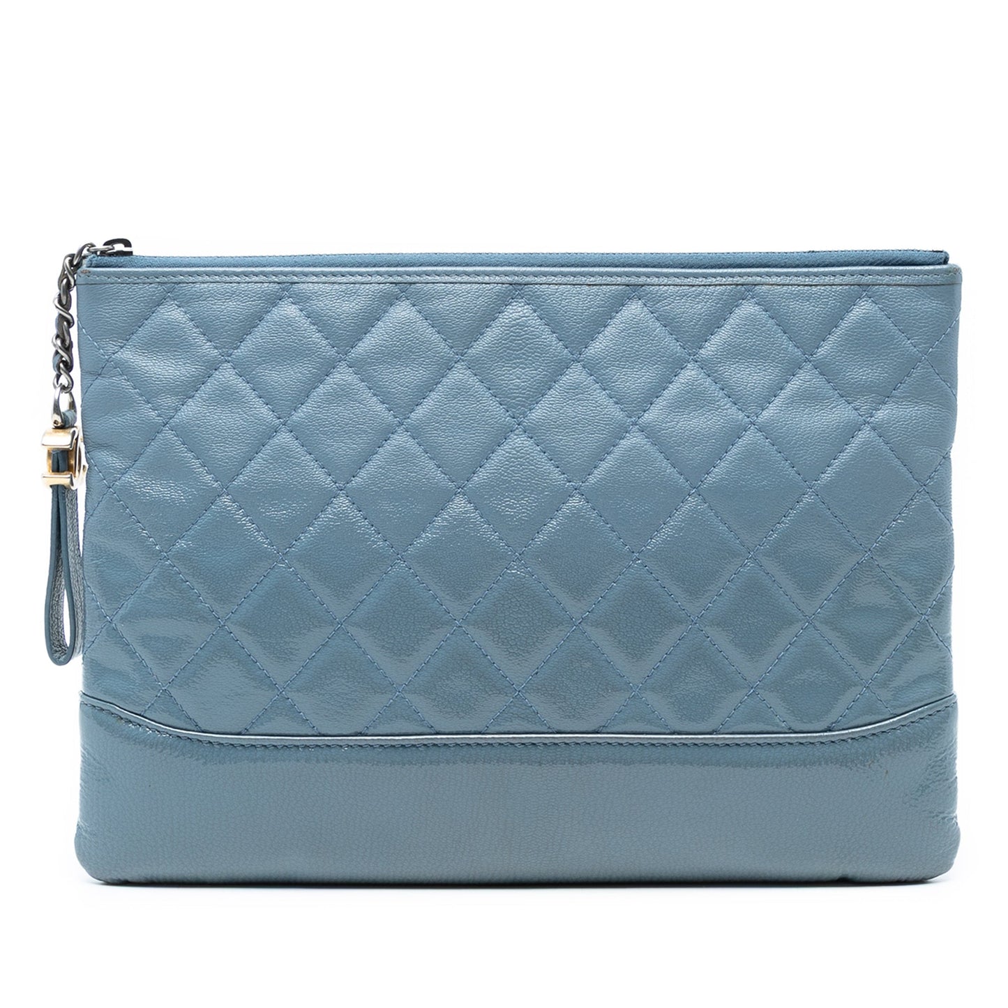 Light Blue Chanel Medium Aged Calfskin Gabrielle O Case Clutch