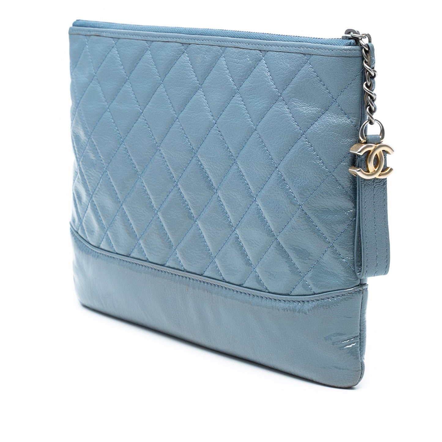 Light Blue Chanel Medium Aged Calfskin Gabrielle O Case Clutch