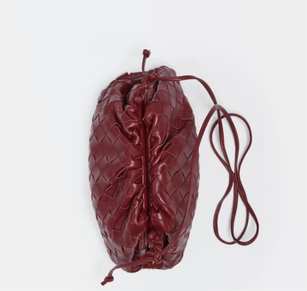 Bottega Veneta Pouch Mini Intrecciato Burgundy Leather Crossbody Bag
