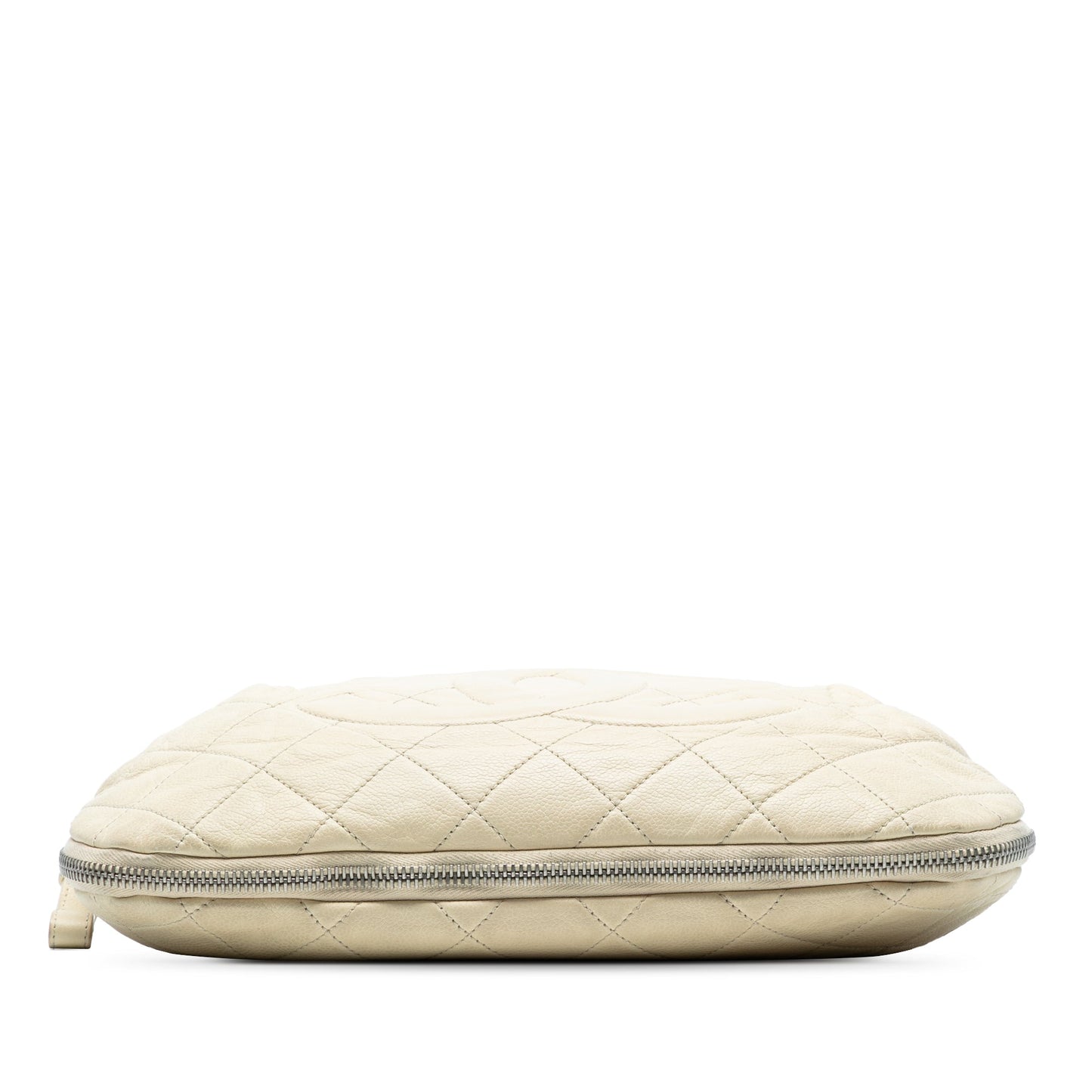 White Chanel CC Quilted Caviar Expandable Tote