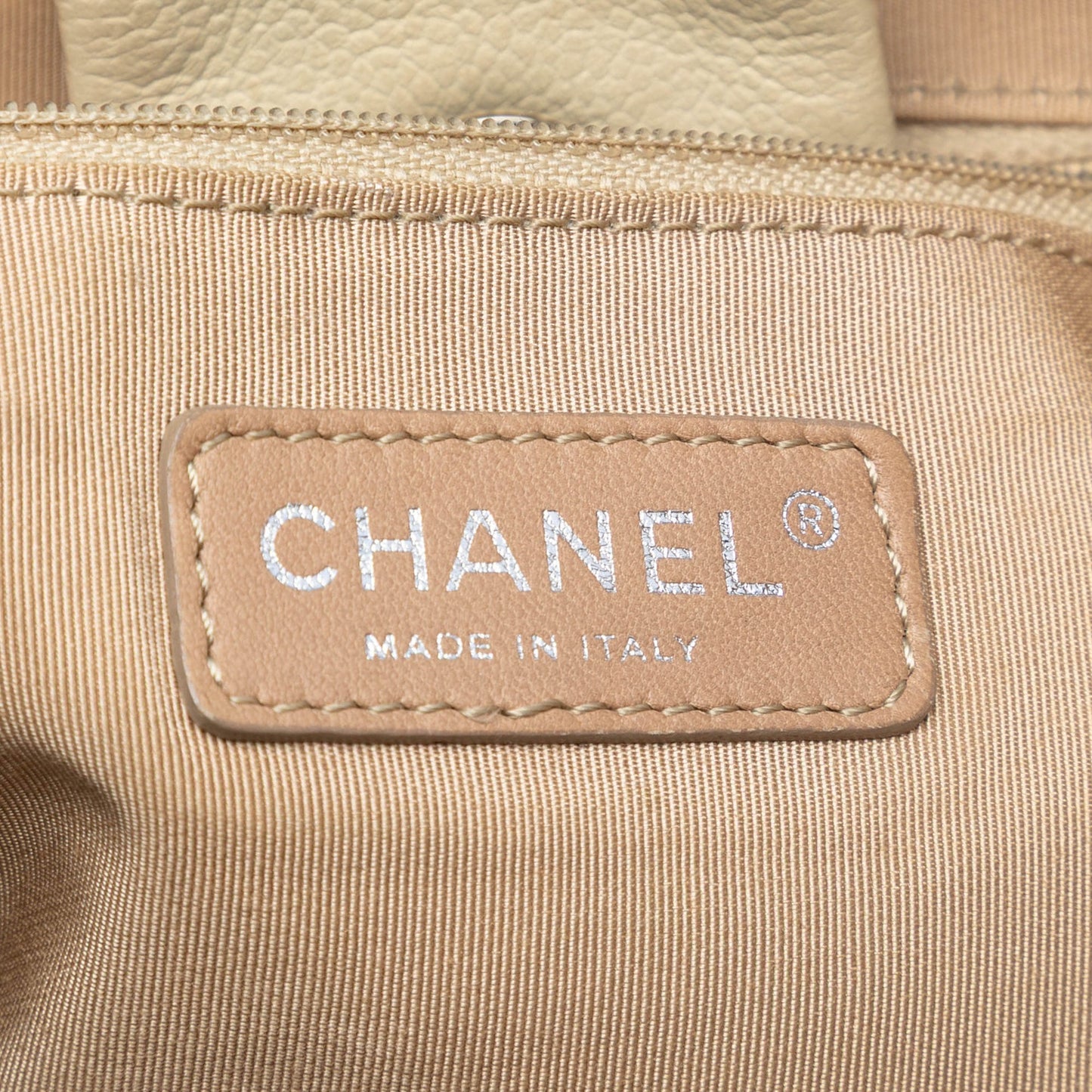 White Chanel CC Quilted Caviar Expandable Tote
