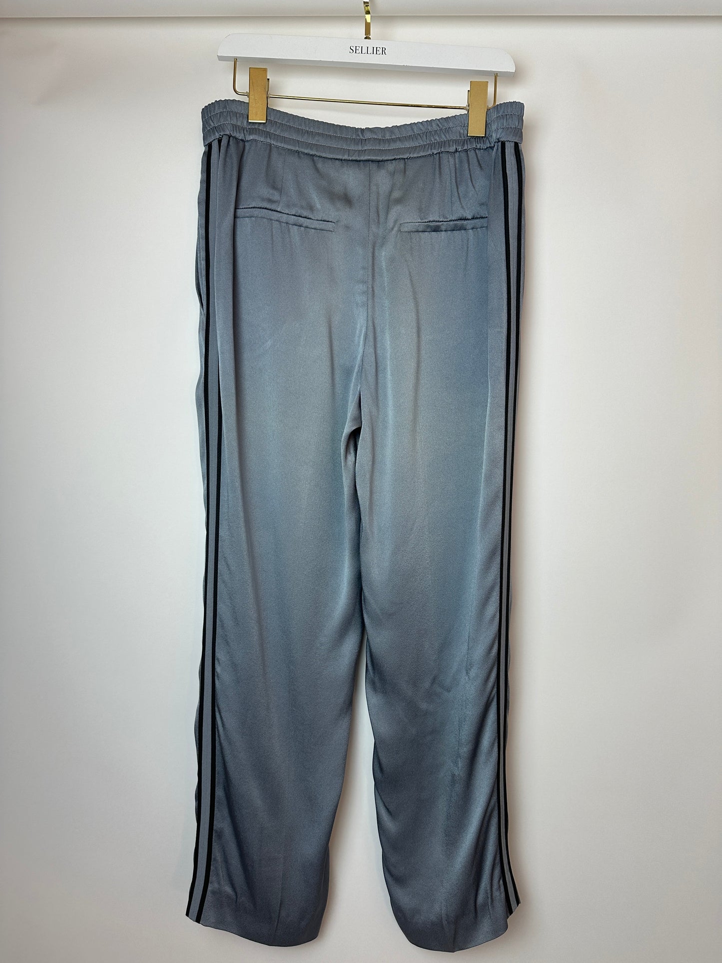 Brunello Cucinelli Blue Straight Leg Tro rs with Side Stripe Detail Size IT 40 (UK 8)