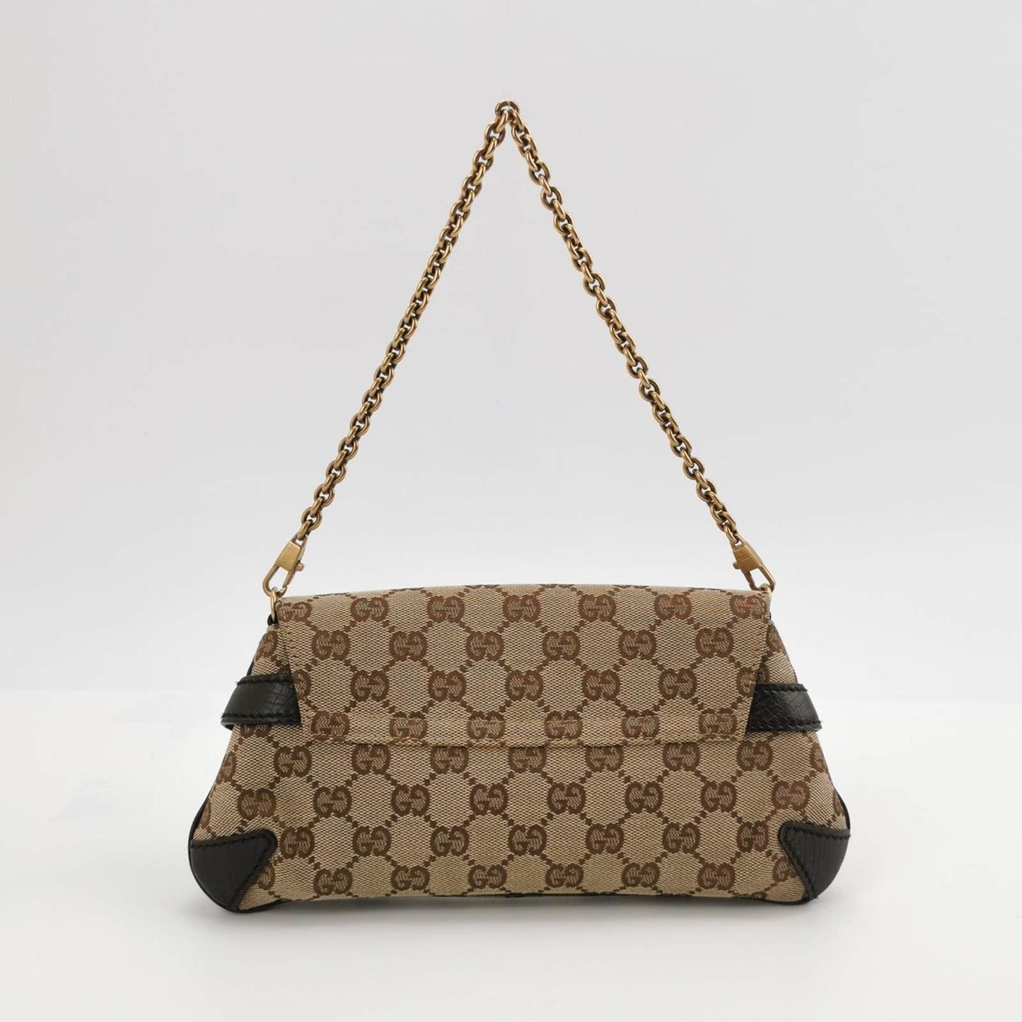 Gucci Horsebit 1955 Chain Clutch Small Cloth Beige Monogram Brown Leather Shoulder bag