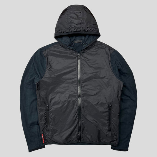 Prada 2017 Red Tab Nylon Panelled Hoodie Jacket - XXL (L)