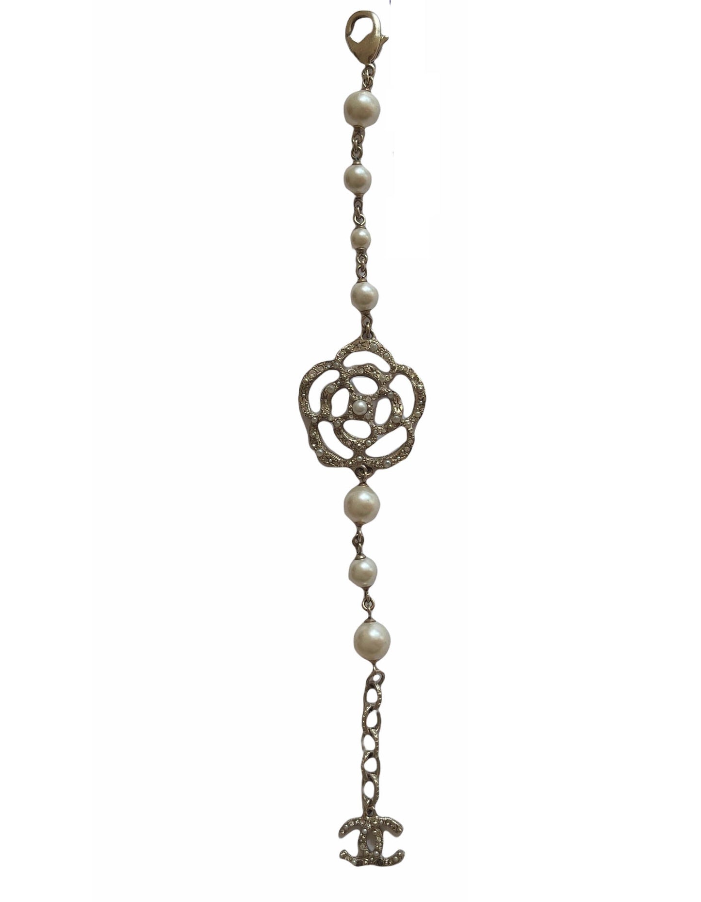Chanel Gold Camellia and Faux Pearl Bracelet