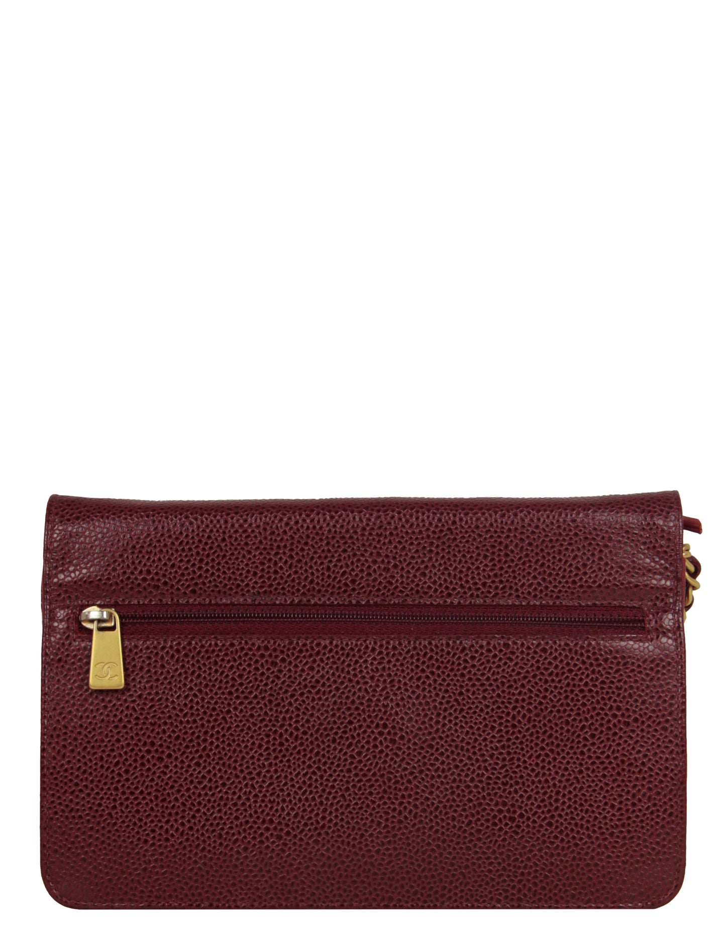 Chanel Red Caviar Timeless CC Wallet on Chain WOC Crossbody Bag
