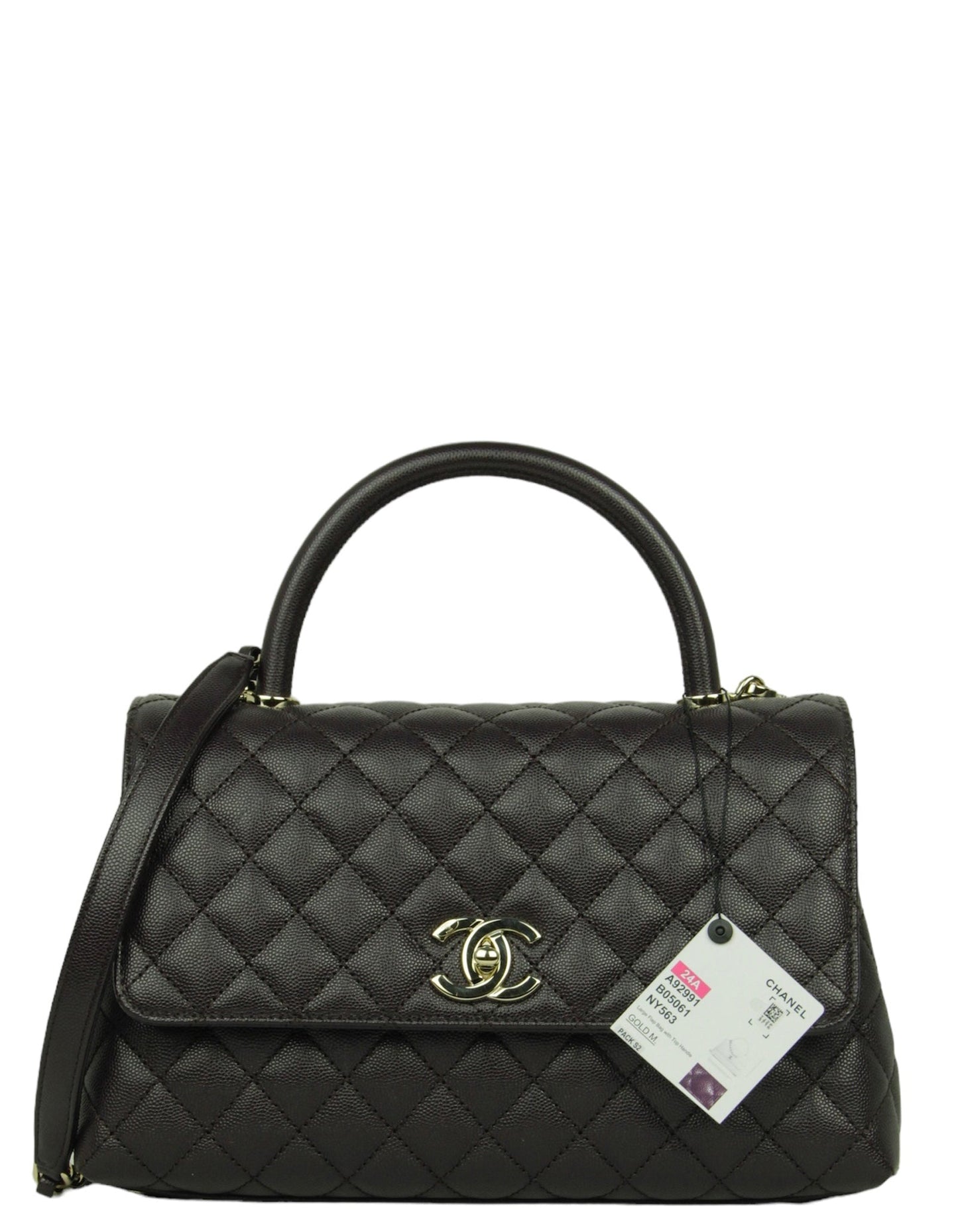 Chanel 2024 Brown Caviar Small Coco Handle Flap