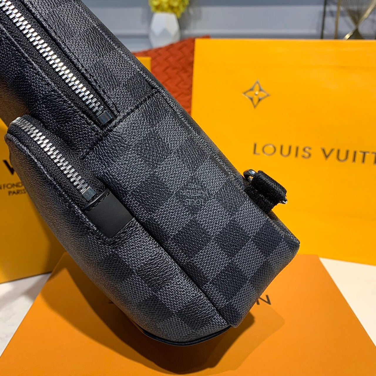Top Quality Avenue Sling Bag 32cm Damier Graphite Canvas Spring/Summer Collection M41719, Black