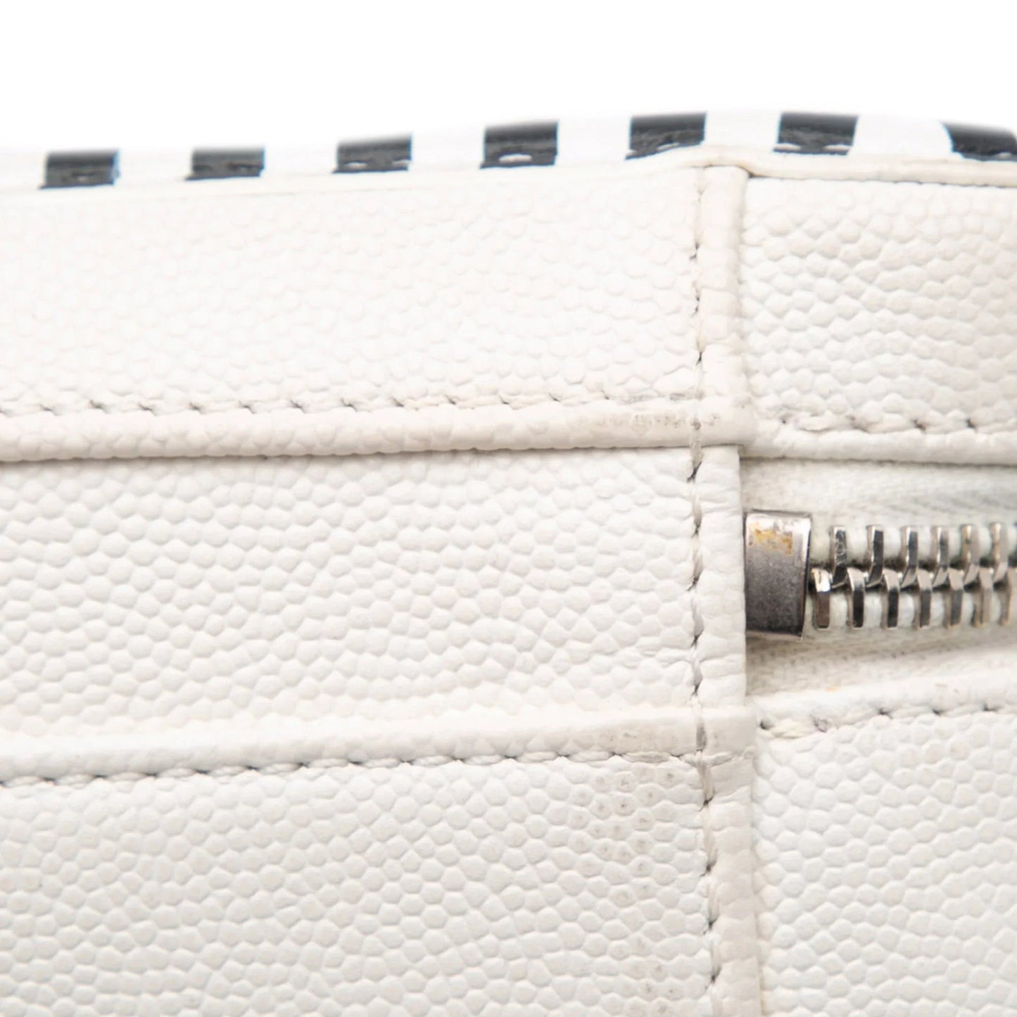 White Chanel Small Caviar Striped CC Filigree Vanity Case