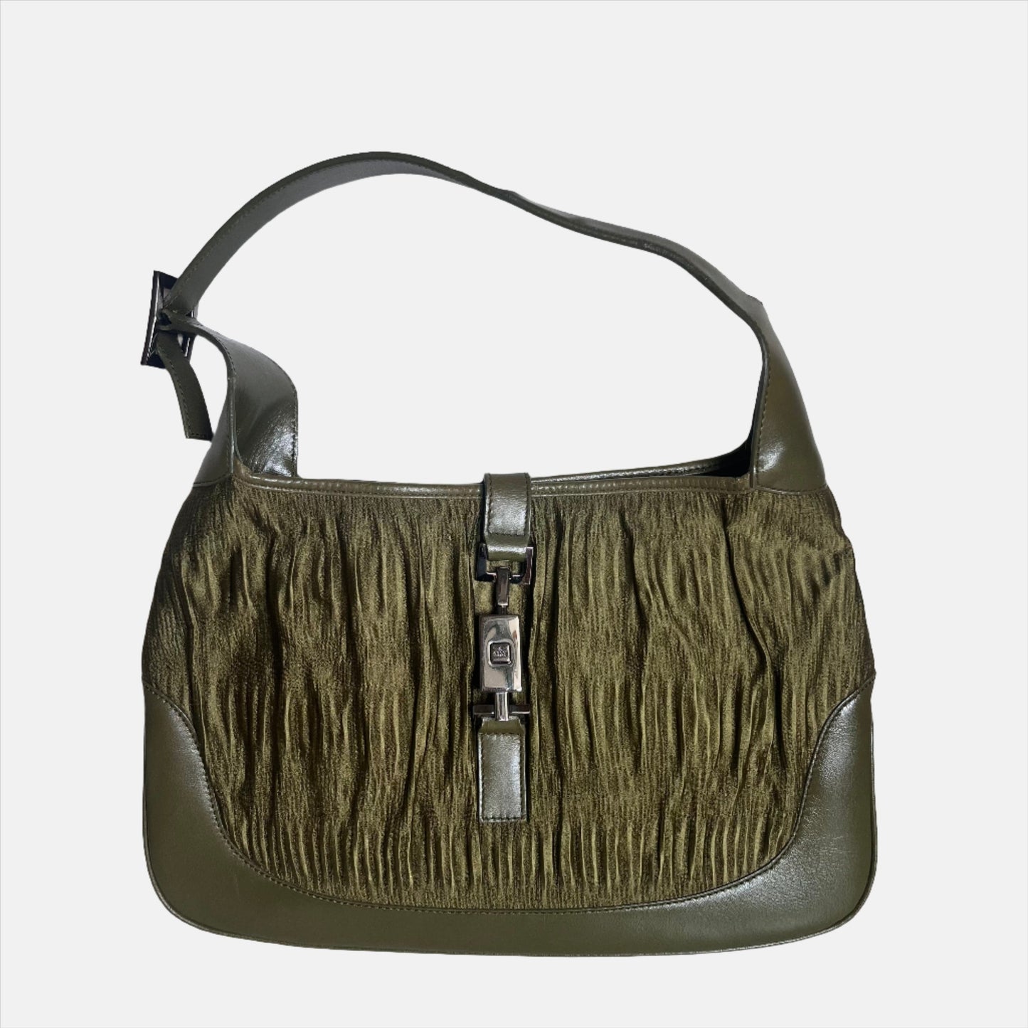 Gucci Jackie   Medium Dark Green Leather and Fabric