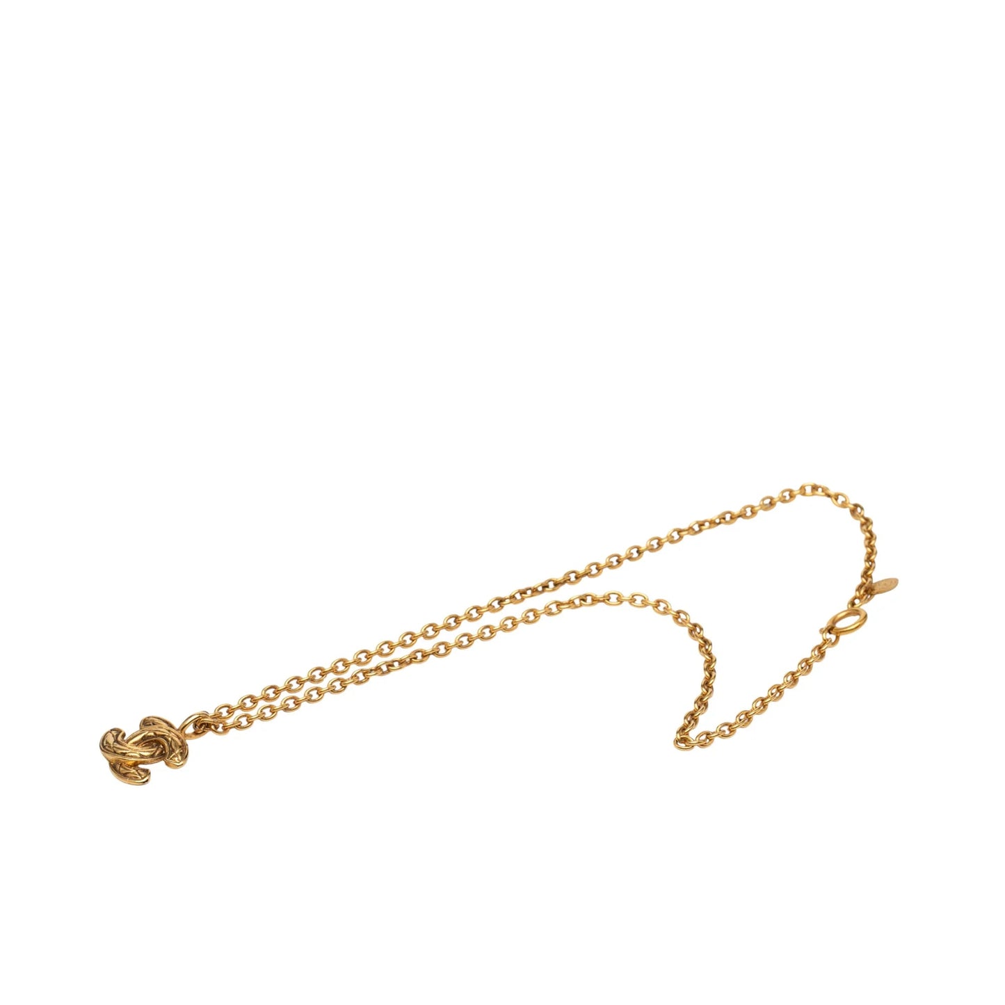 Gold Chanel Gold Plated Quilted CC Pendant Necklace