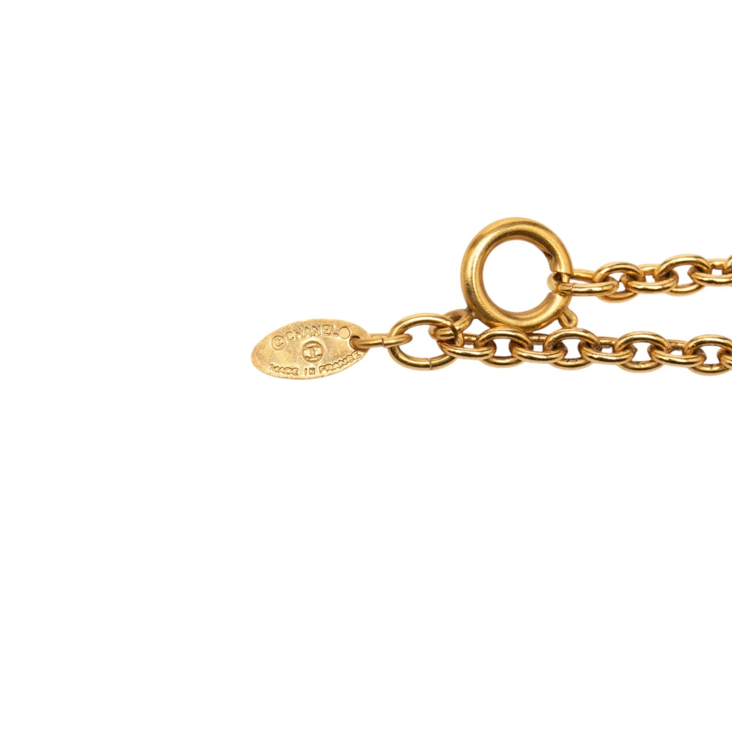 Gold Chanel Gold Plated Quilted CC Pendant Necklace