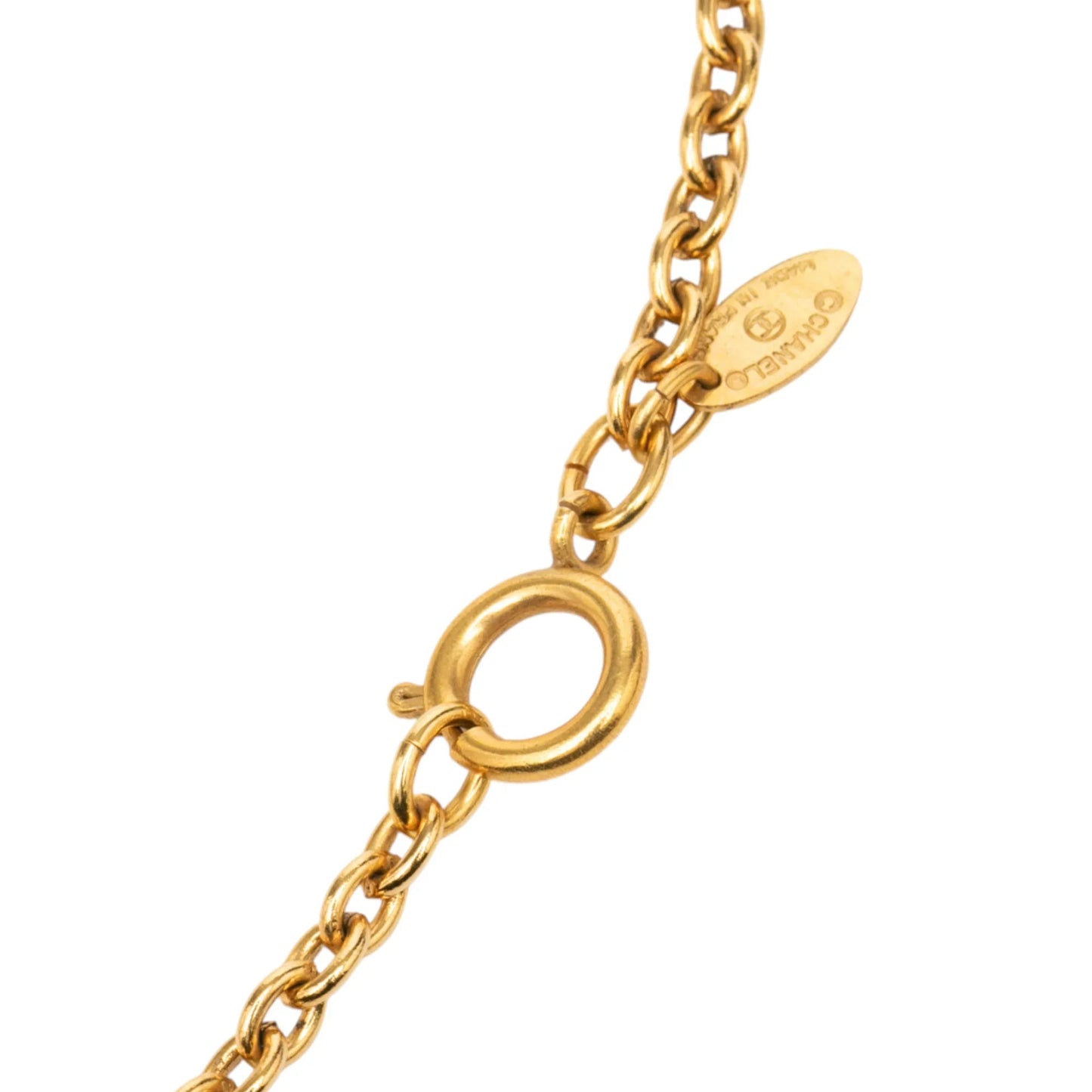 Gold Chanel Gold Plated Quilted CC Pendant Necklace