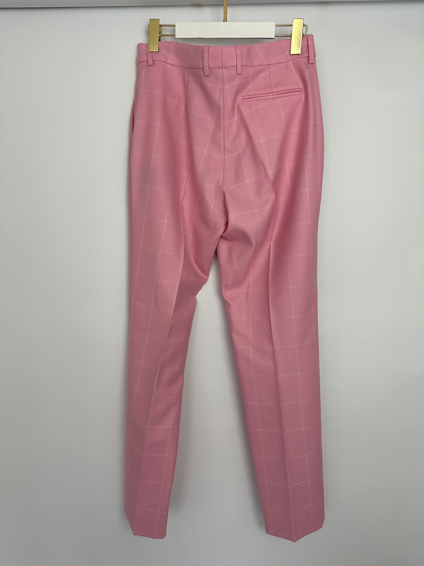 Calvin Klein Candy Pink Check Suit Jacket and Straight Let Tro rs Set Size FR 38 (UK 10)