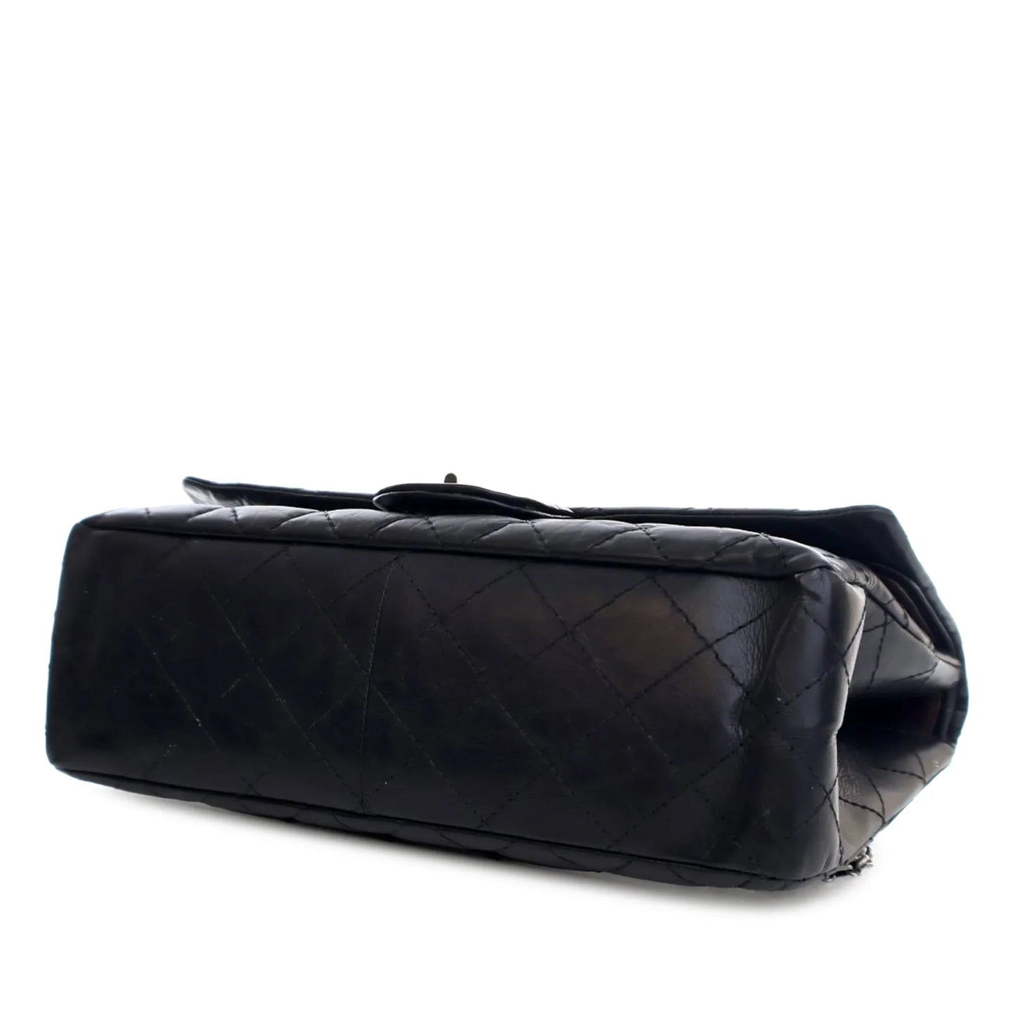 Black Chanel Reissue 2.55 Aged Calfskin Double Flap 227 Shoulder Bag