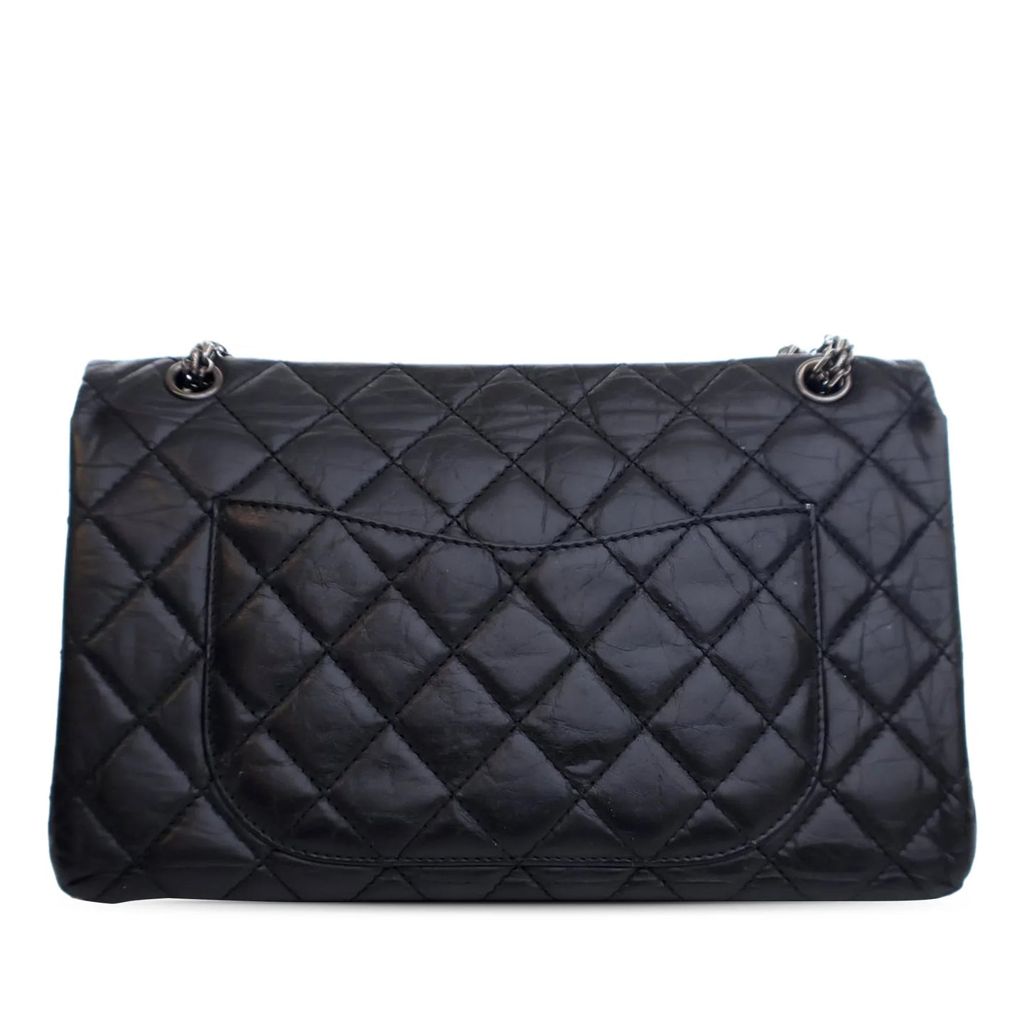 Black Chanel Reissue 2.55 Aged Calfskin Double Flap 227 Shoulder Bag