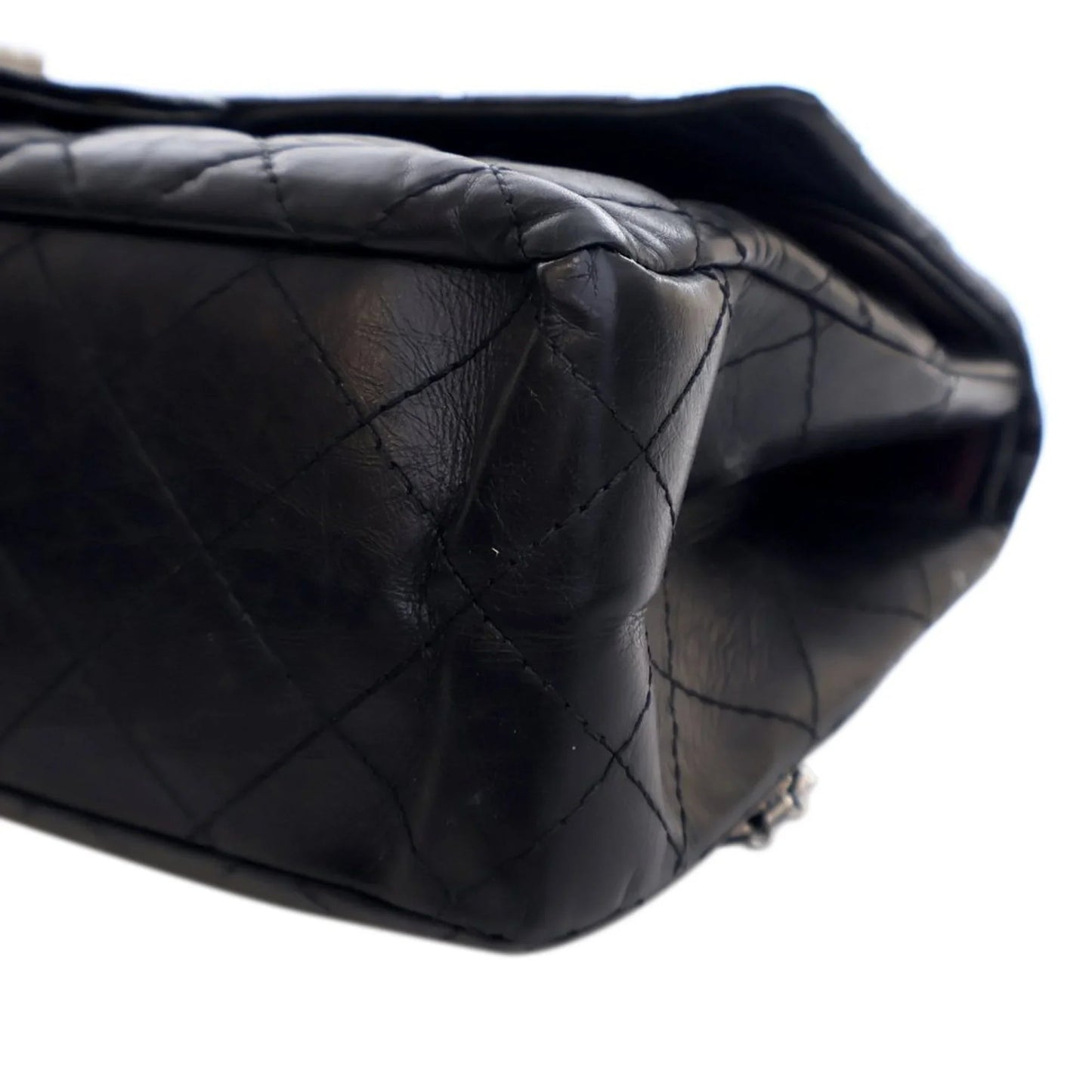 Black Chanel Reissue 2.55 Aged Calfskin Double Flap 227 Shoulder Bag