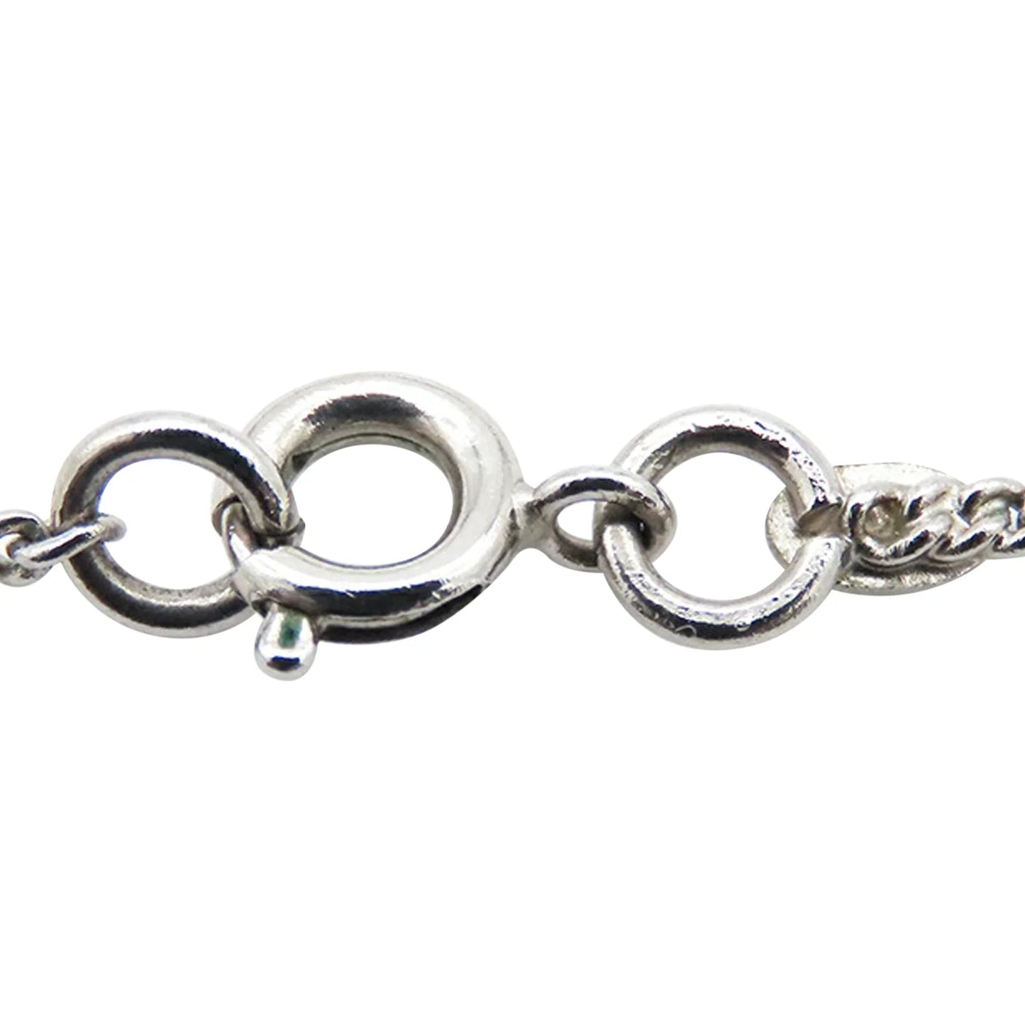 Silver Chanel CC Silver Plated Enamel Heart and Clover Charm Pendant Necklace