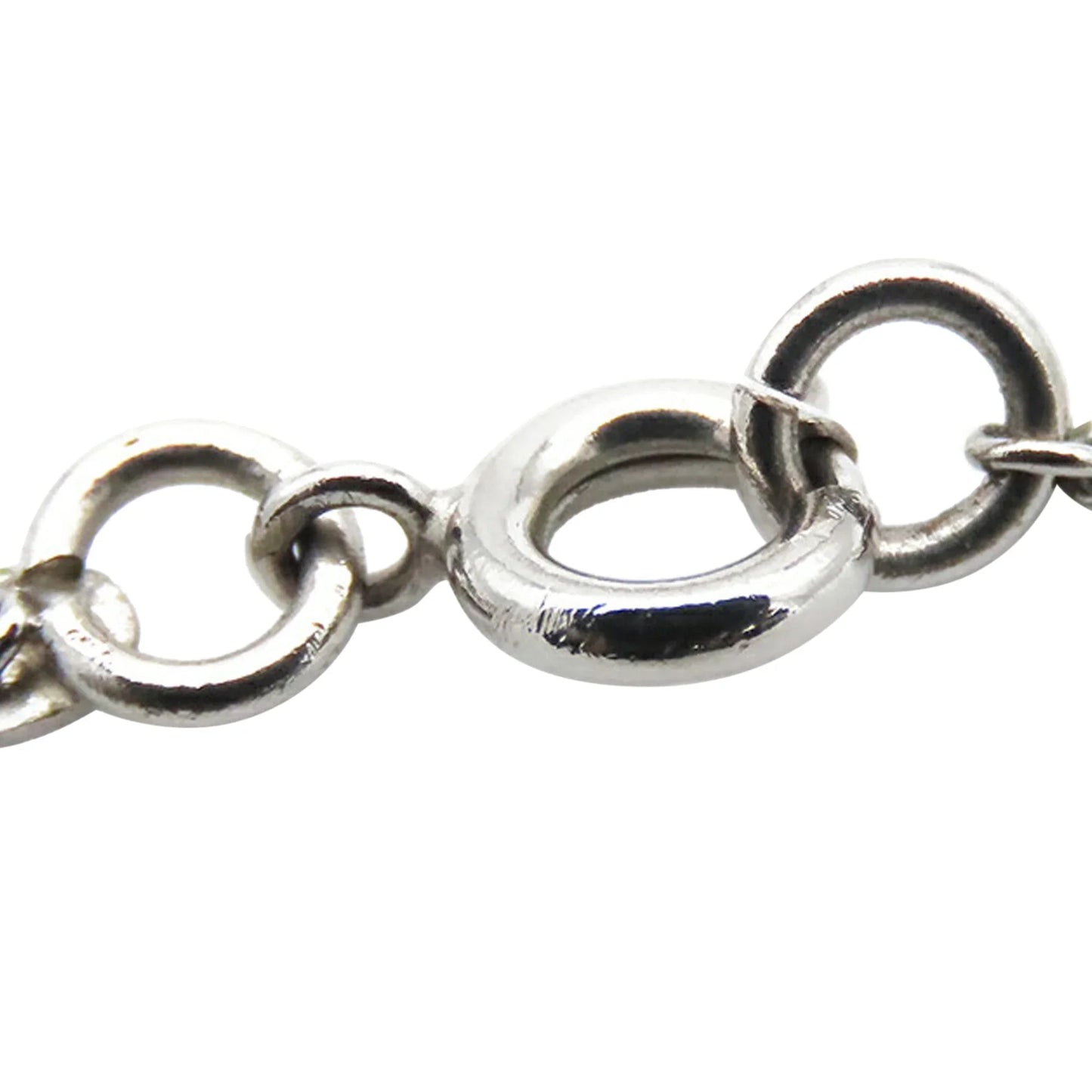 Silver Chanel CC Silver Plated Enamel Heart and Clover Charm Pendant Necklace