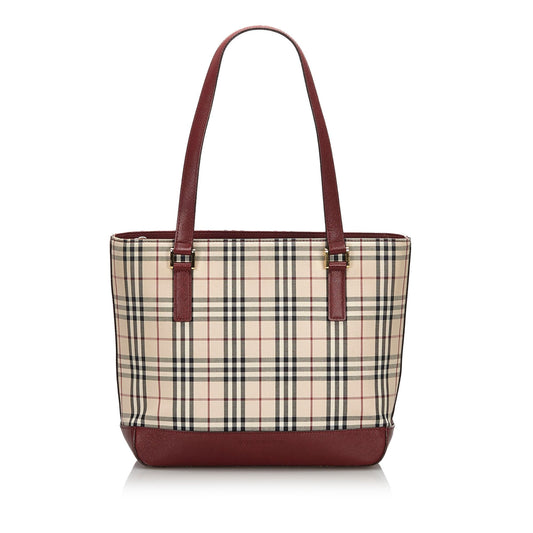 Burberry Brown Beige Nylon Fabric Ho  Check Tote Bag United Kingdom