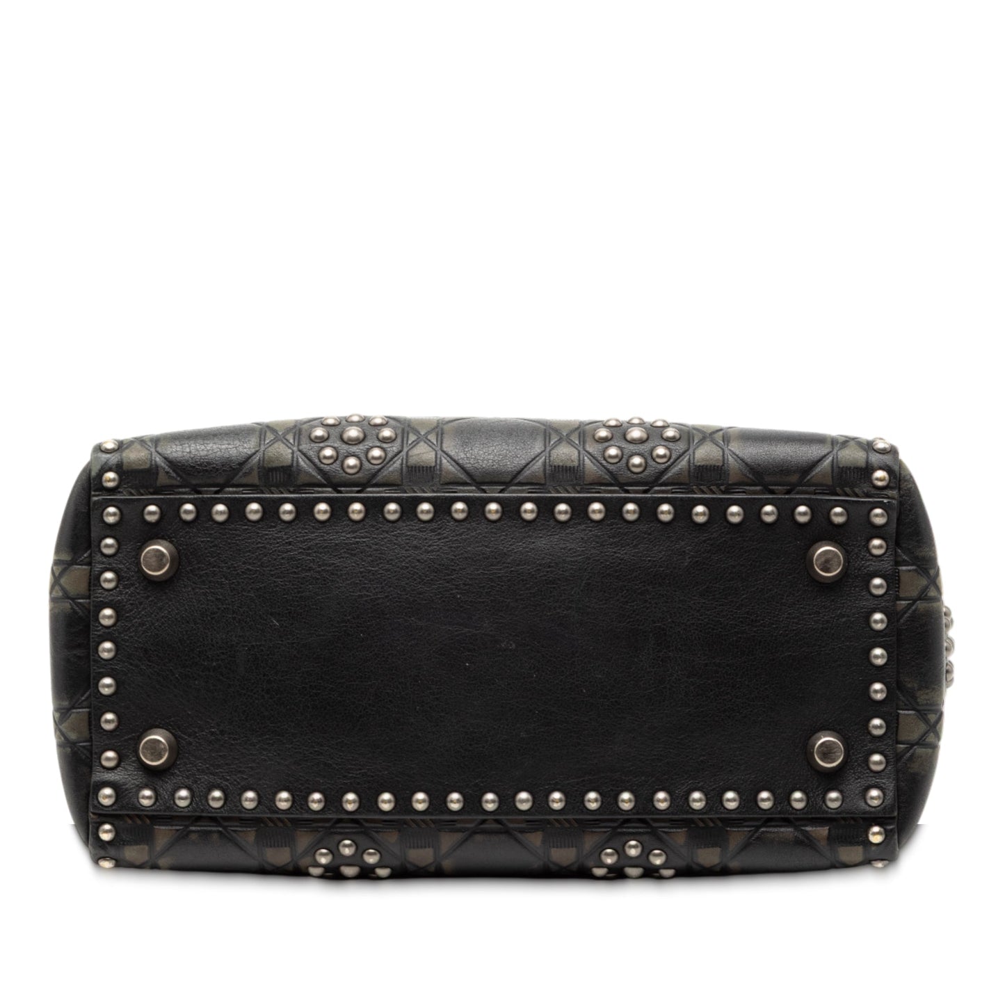 Black Dior Medium Calfskin Cannage Embossed Flower Studded Supple Lady Dior Satchel