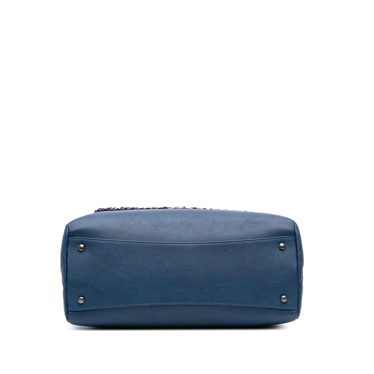 Blue Chanel Large Caviar and Tweed Coco Break Shopping Tote Satchel