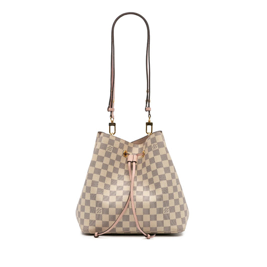 White Louis Vuitton Damier Azur Neonoe MM Bucket Bag