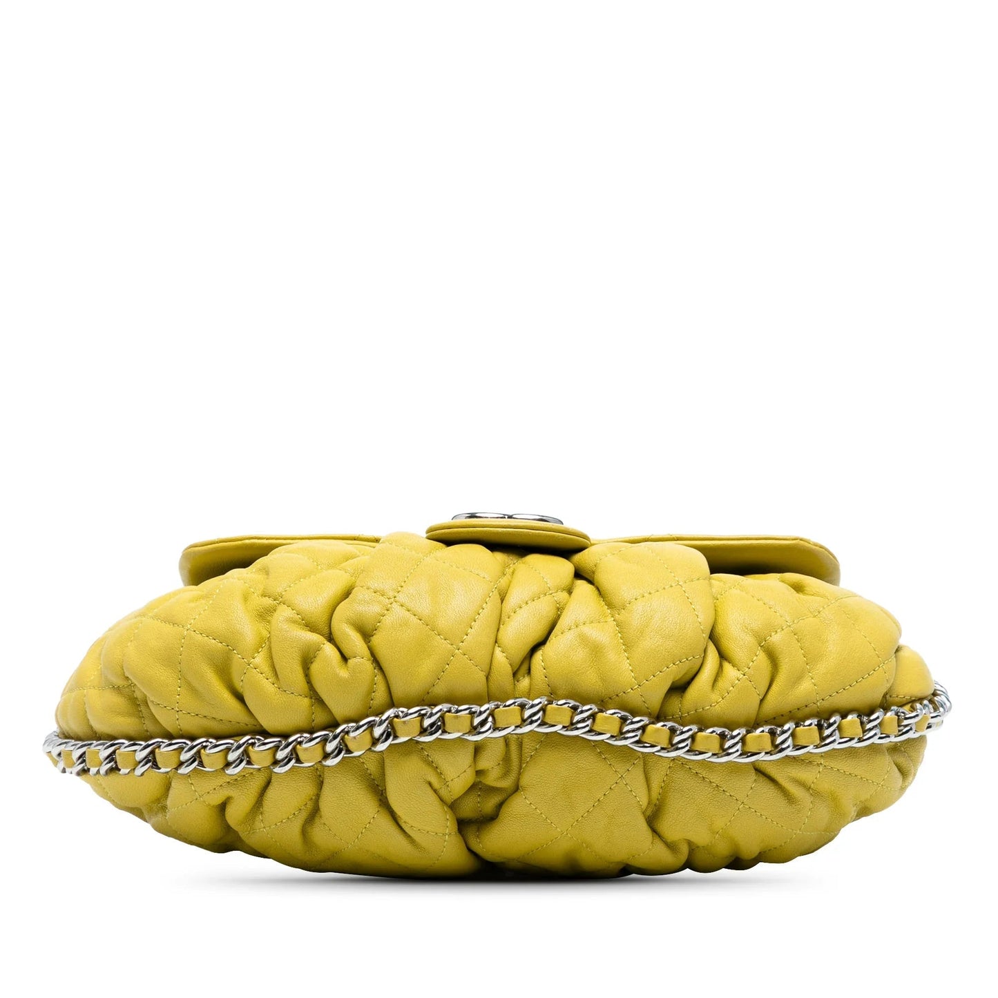 Yellow Chanel CC Quilted Lambskin Chain Around Flap Crossbody Bag